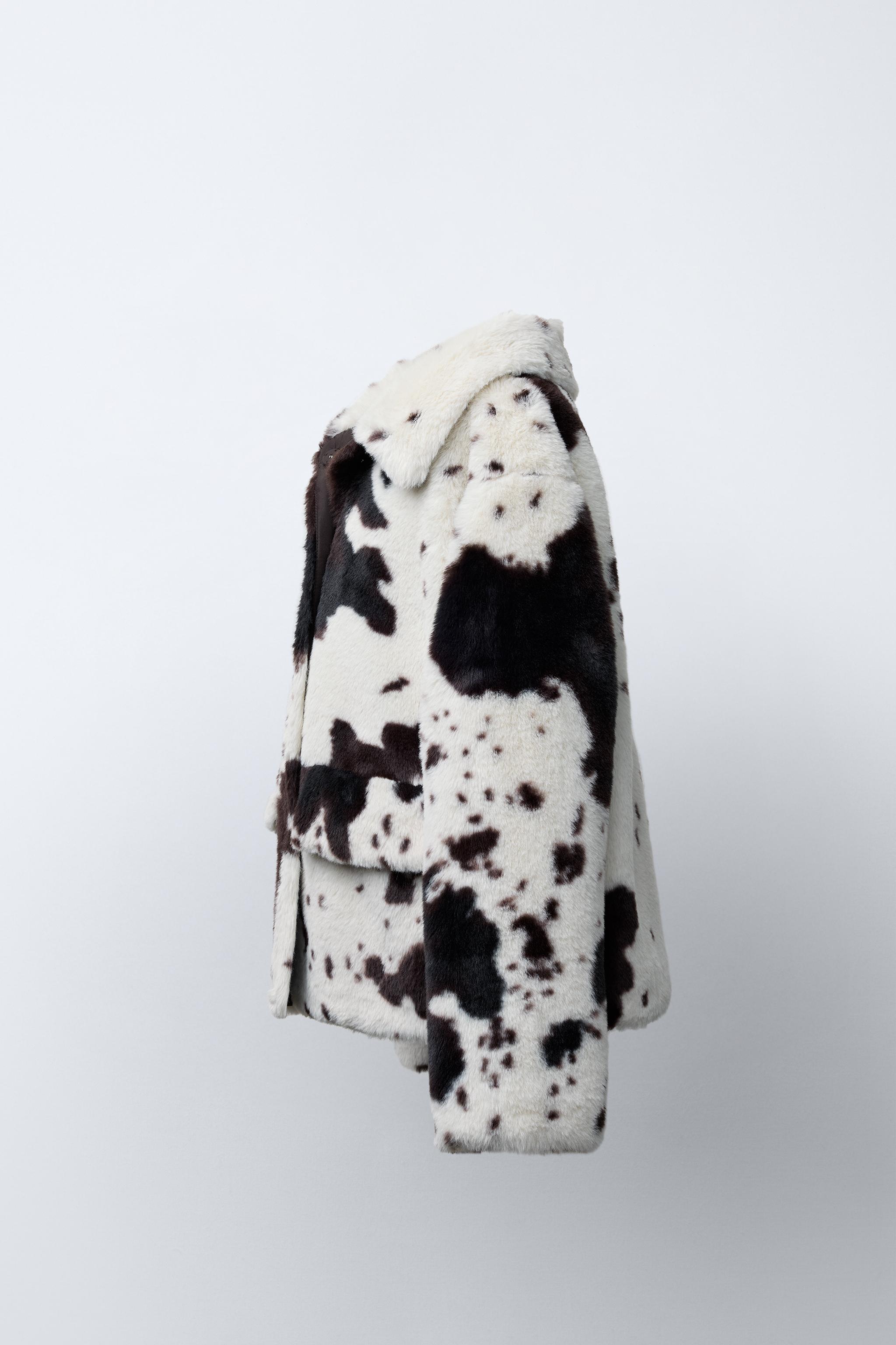 COW PRINT FAUX FUR JACKET